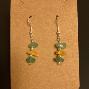 Handmade earrings, silver color, multicolor